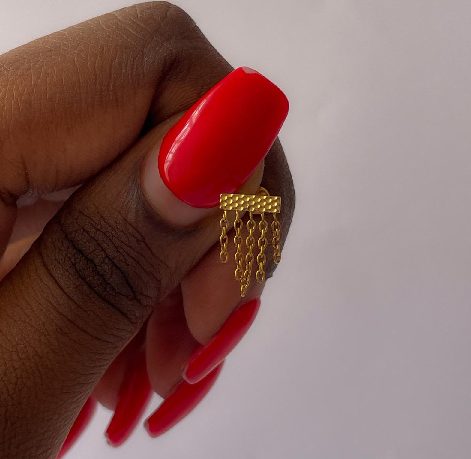 Golden Fringe Chain Titanium Labret Stud image