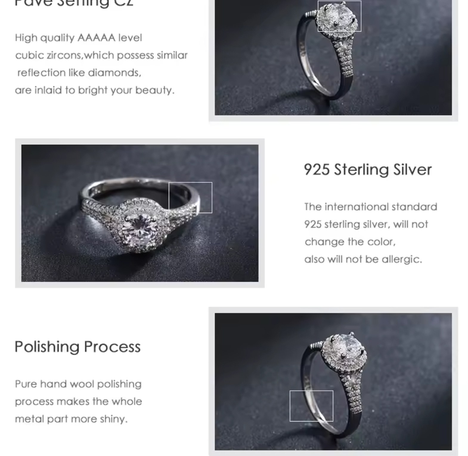 Round pure S925 Sterling Silver Engagement Proposal Promise Ring  image