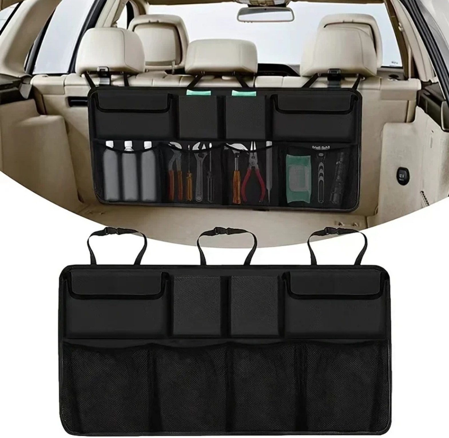 Car Boot Organizer Backseat Hanging Storage Bag for SUVs & Hatchbacks – Heavy Duty Space Saver image