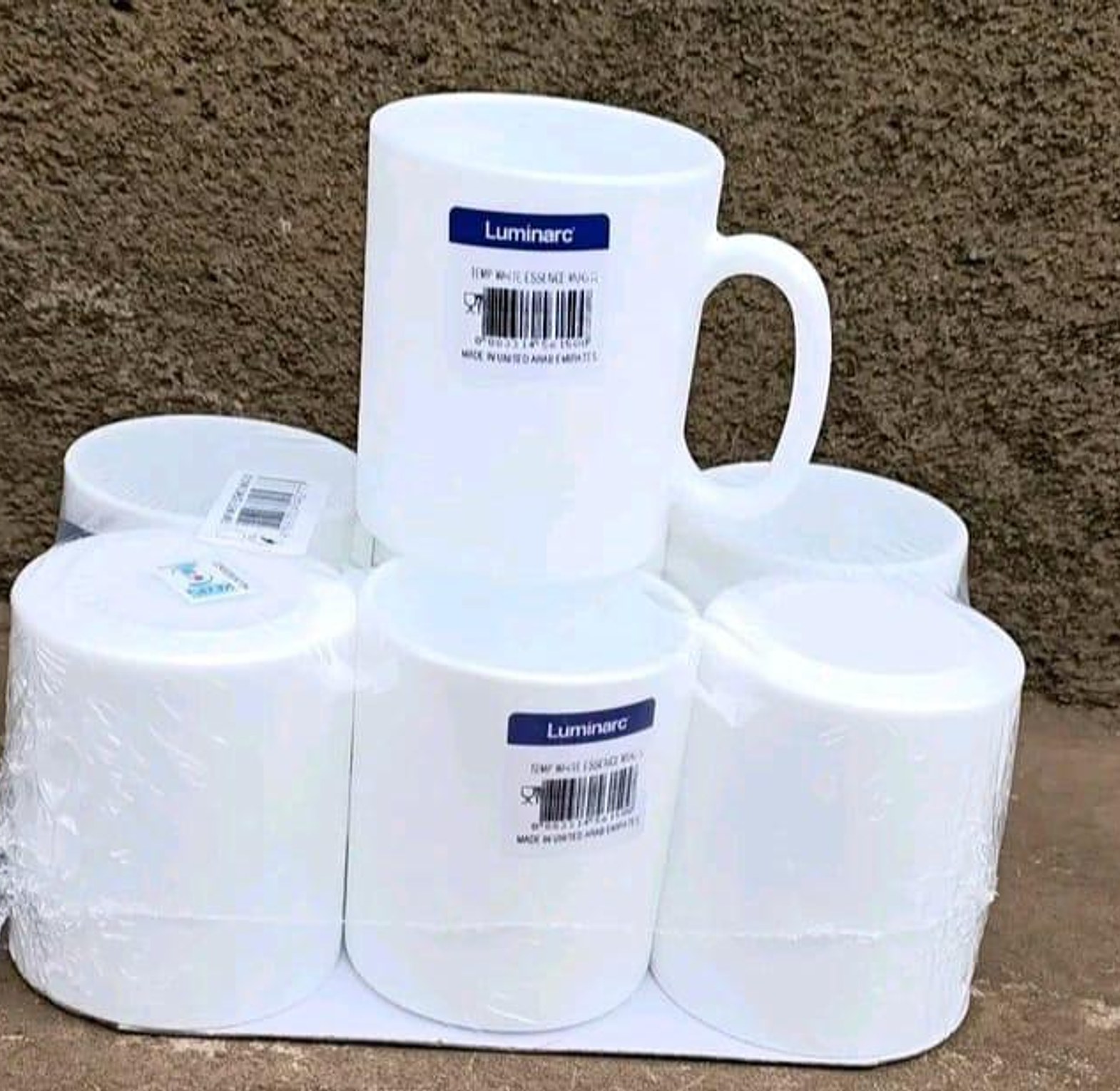 Luminarc 6 pc plain white mugs image