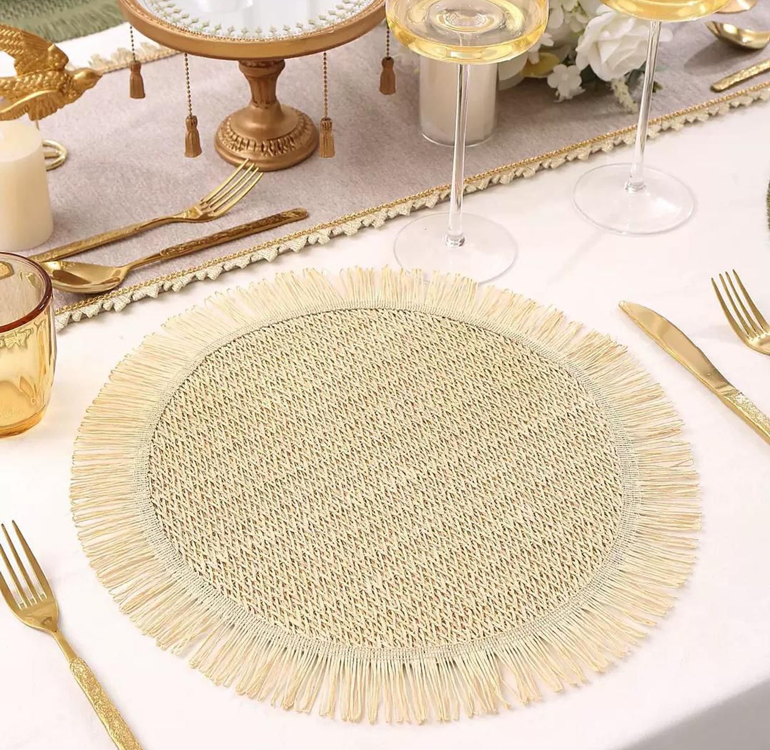 : 6-Piece Nordic Tassel Woven Table Mat Set – Heat Resistant & Non-Slip Placemat Collection image