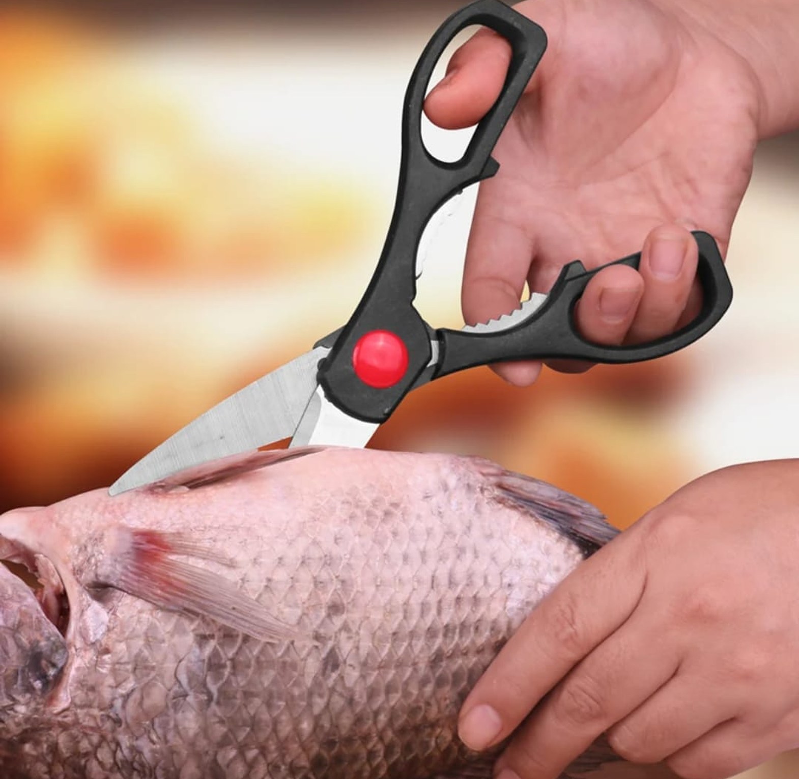 Multifunctional Stainless Steel Kitchen Scissors with Integrated Nutcracker and Bottle Opener image