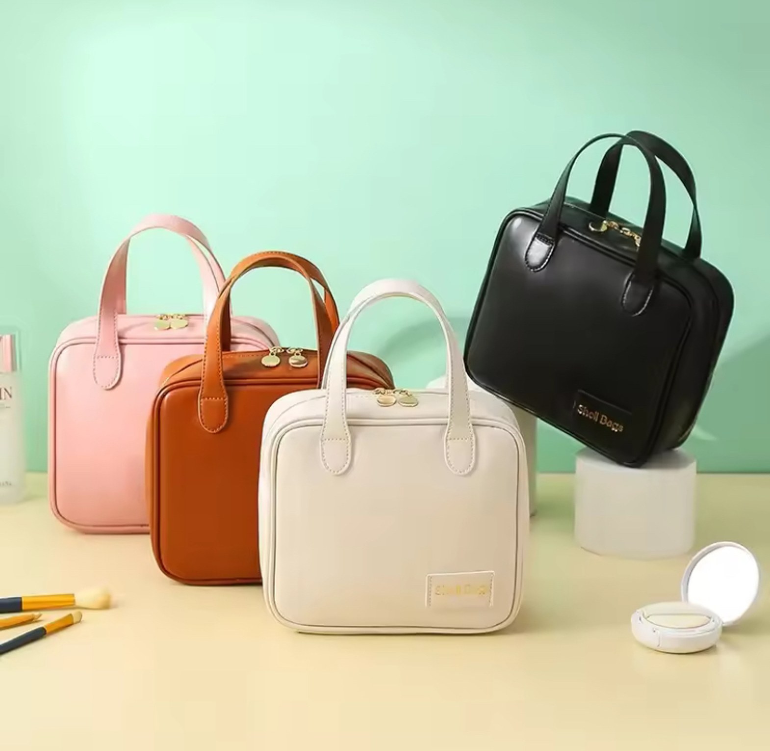 Leather cosmetic bag  image