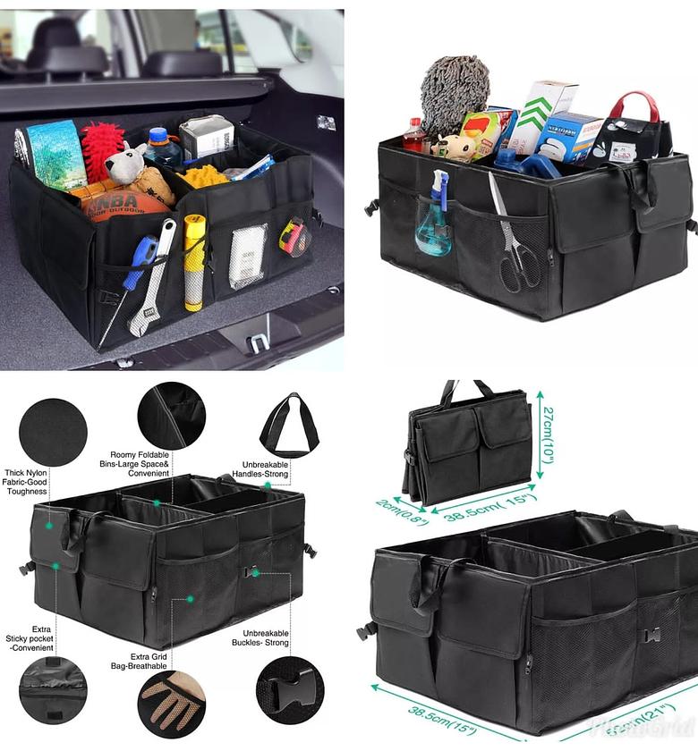 Premium Large-Capacity Divided Car Boot Organizer image