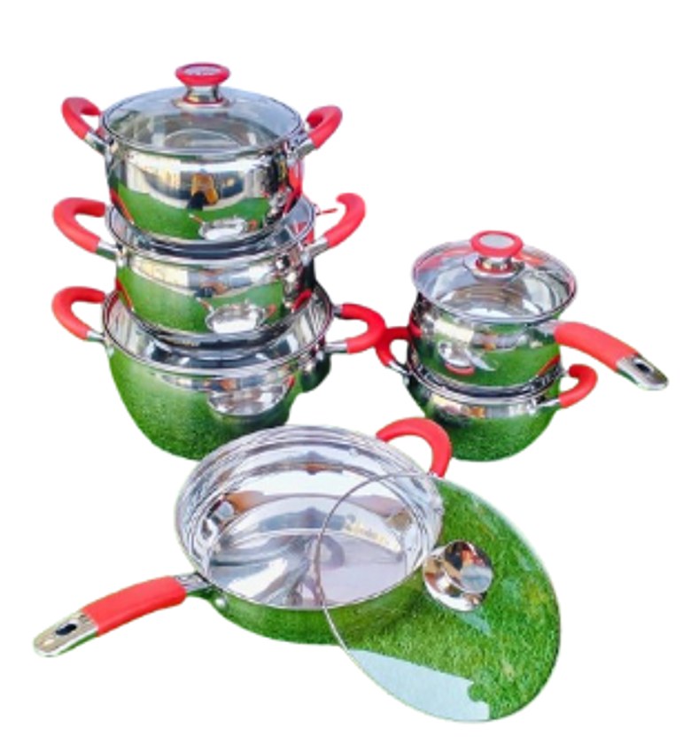 12-Piece Induction Base Stainless-Steel Cookware Set.  image