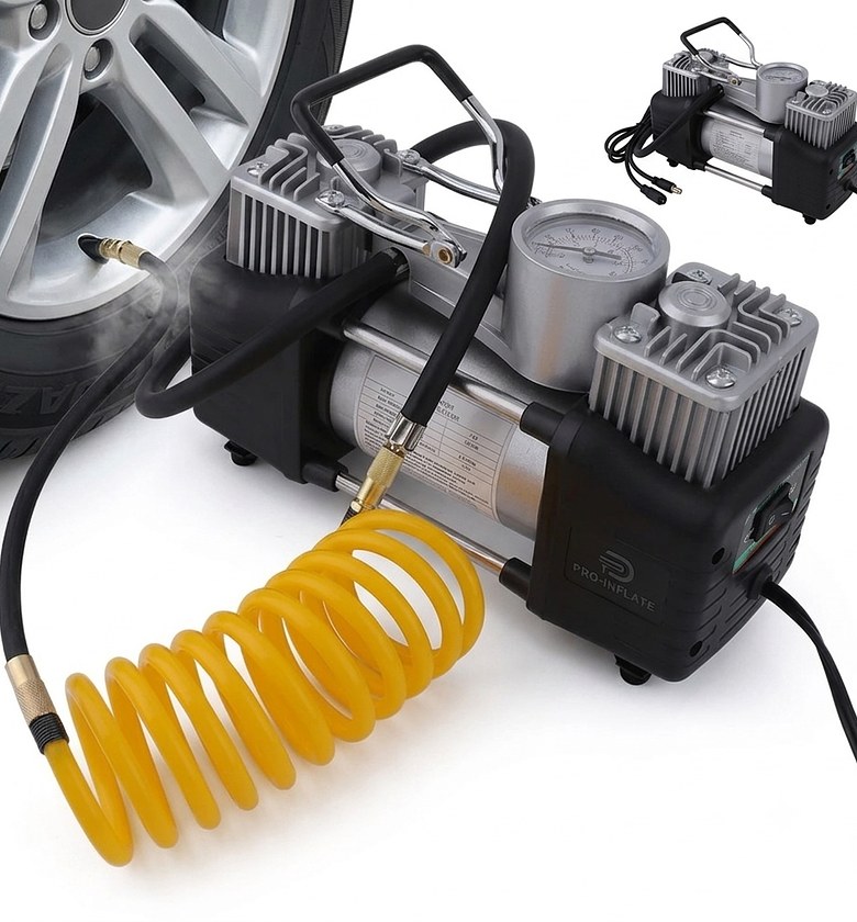 2 Cylinder Heavy Duty Car Air Compressor 12V Portable Tire Inflator Pump with Battery Clamps & Storage Bag, Nairobi Kenya image