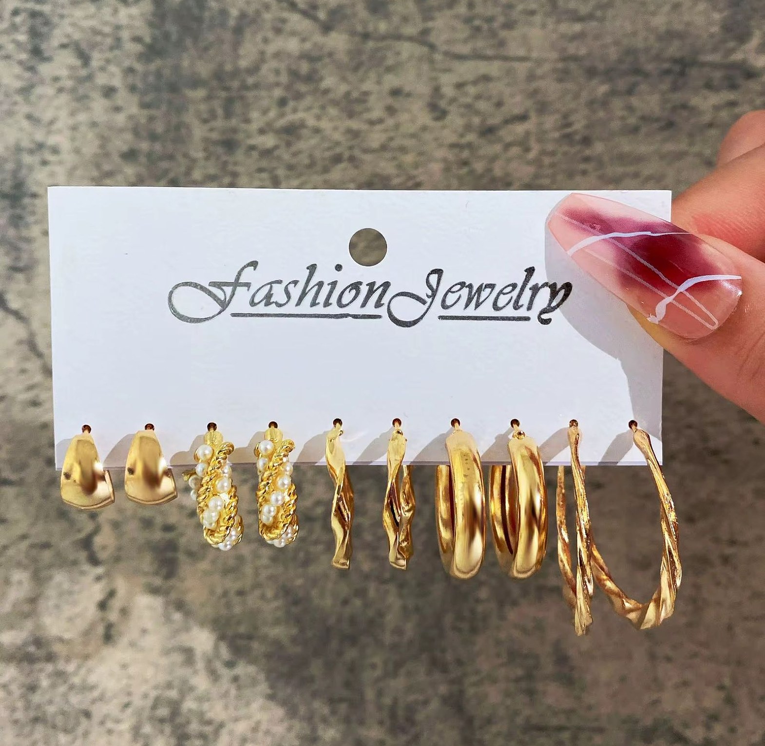 The Multi-Texture Gold-Tone Hoop & Charm Collection image