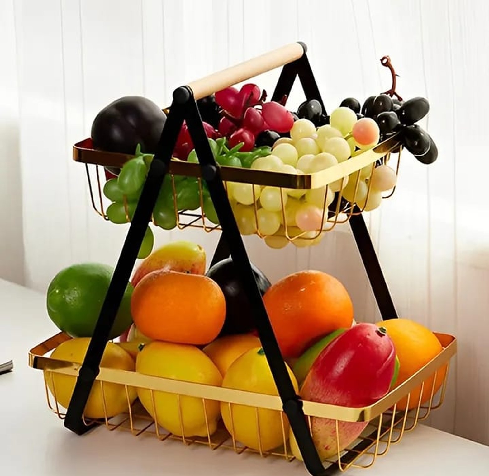 FRUIT RACK ORGANIZER. Metallic / Multifunctional Organizer / Fruit Rack 2 LAYER image