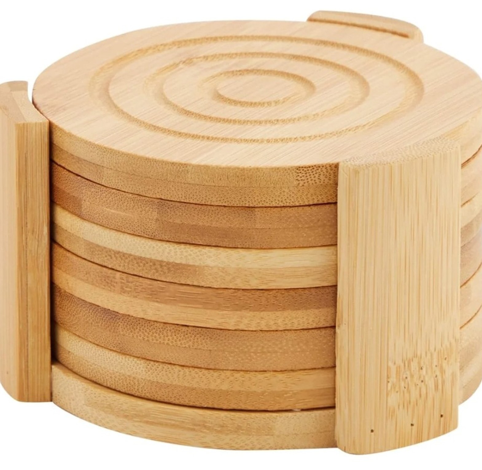 6pcs bamboo coasters and stand image