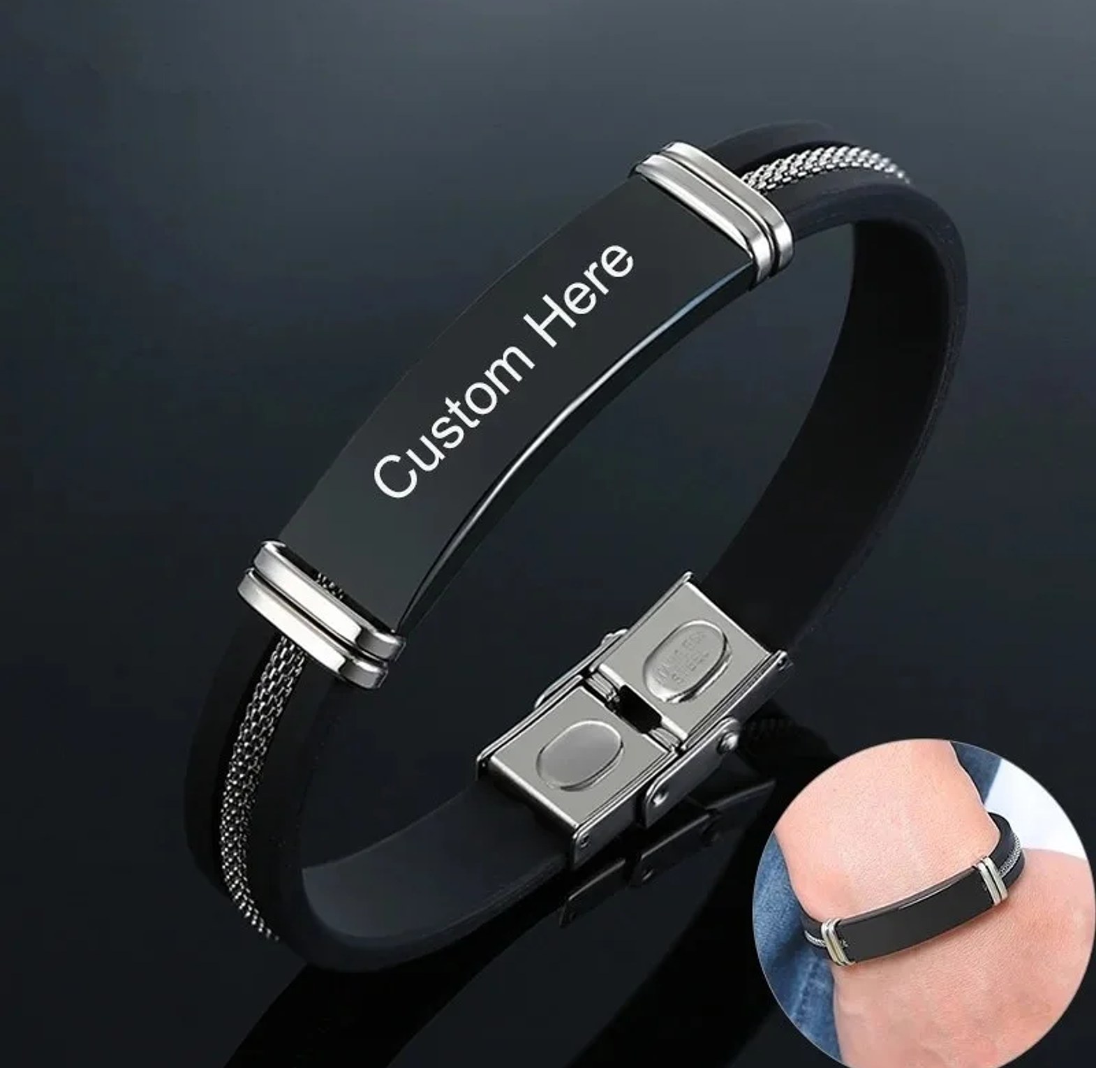 Silicone/ Stainless steel personalized/bespoke /customized bracelets  image