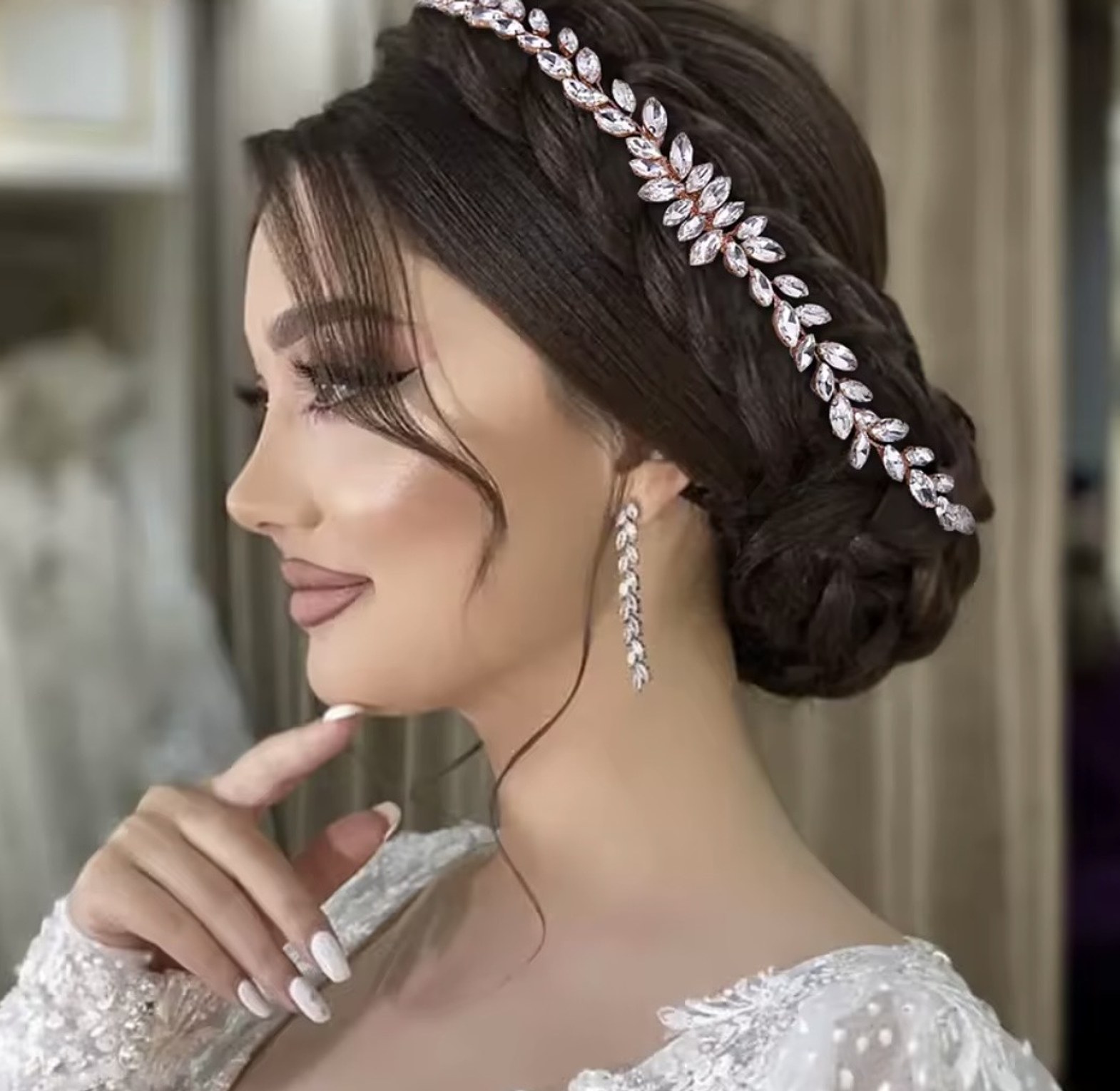 Sylvie Crystal and Zirconia Bridal Headband image