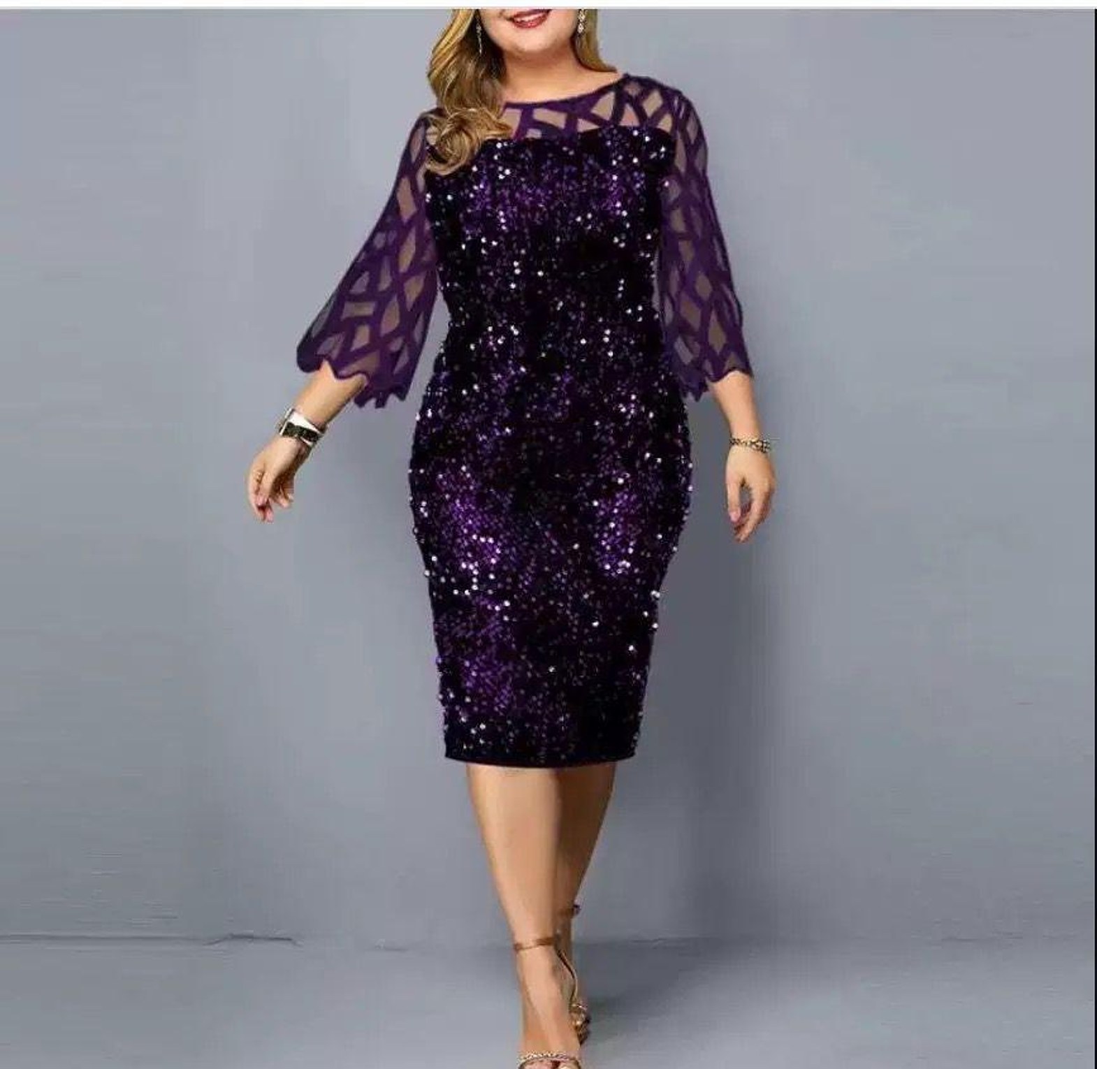 Amethyst Lattice Sequin Sheath Dress image