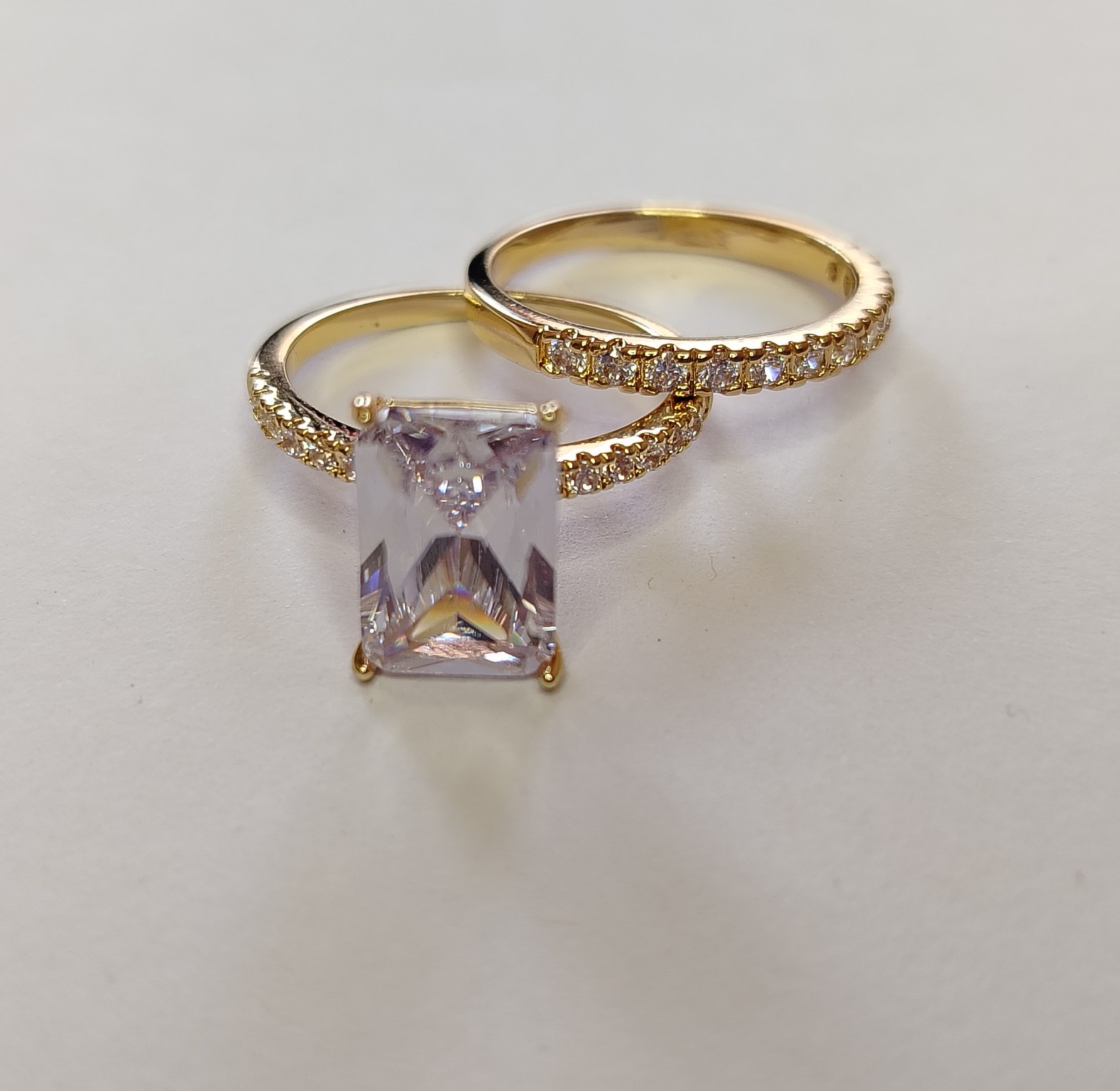 Cushion cut, gold plated, cubic zirconia ring image