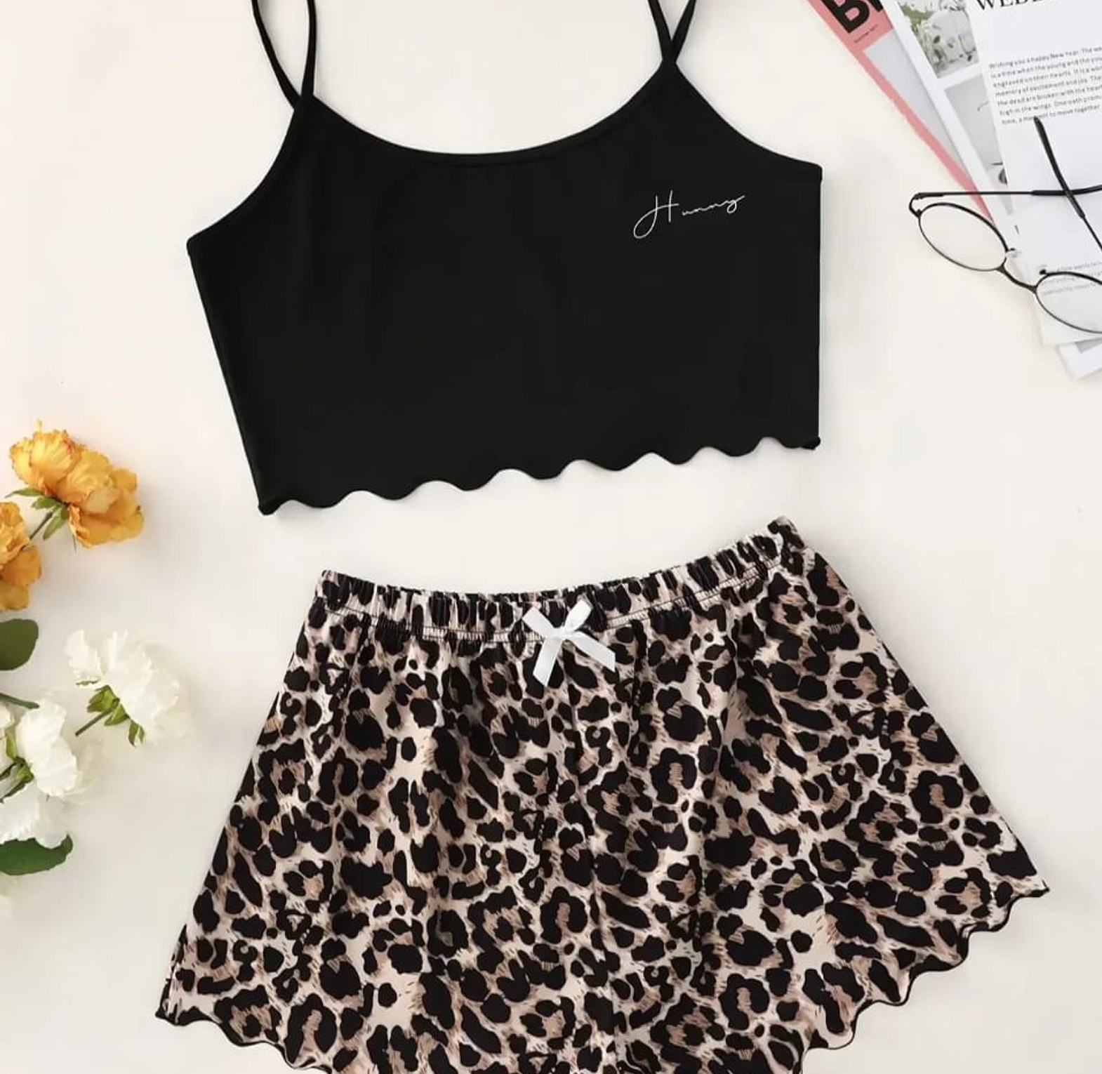 Leopard Print Sling Sleepwear Women's Pajamas image