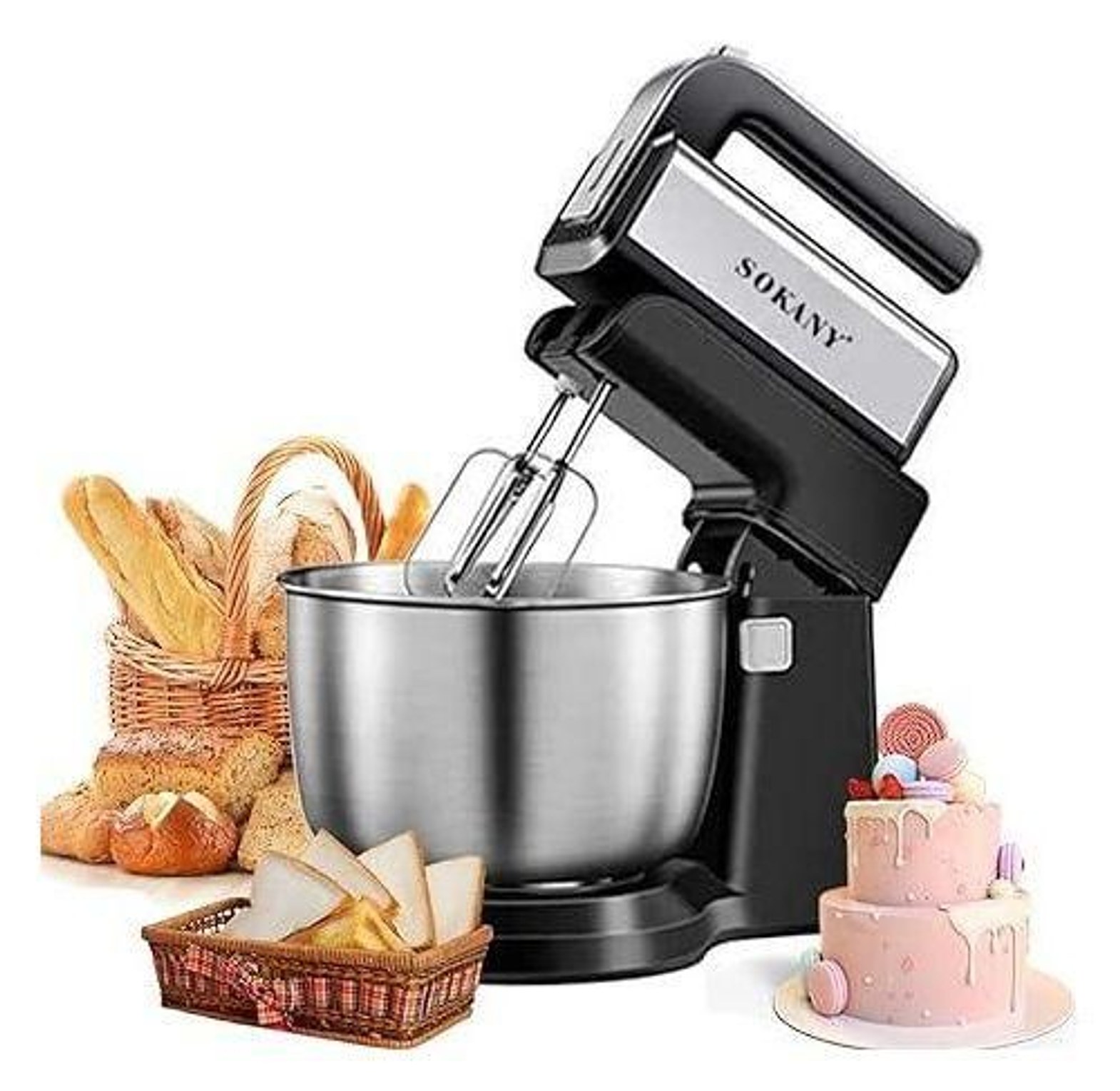 Stand Mixer.  Sokany Quality Kitchen Stand Mixer With Stainless Steel 3.5L Bowl Egg Whisk, Dough Hook, Flat Beater image