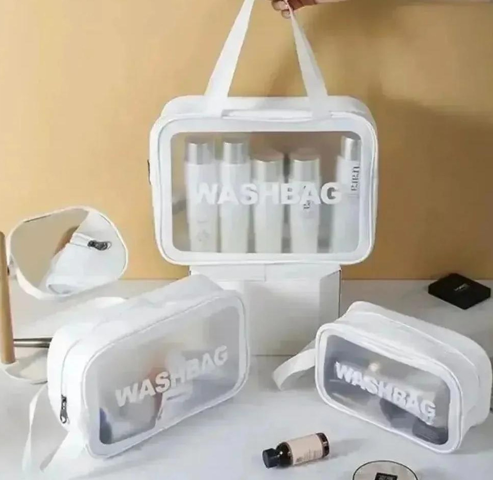 3 pcs cosmetic washbag/waterproof toiletries bag image