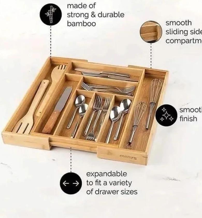 Multifunctional bamboo drawer organizer image