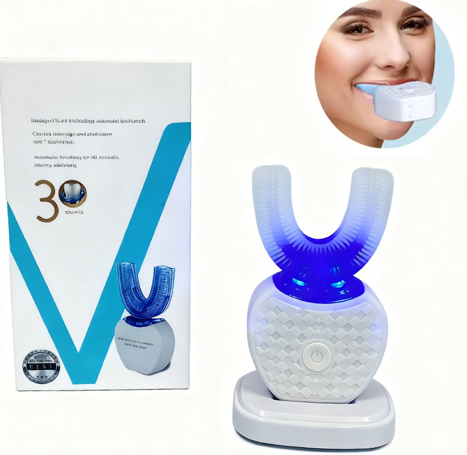 360 Intelligent Electric Toothbrush U-Shaped Automatic Whitening Brush with Charging Base – Sonic Smart Dental Care image