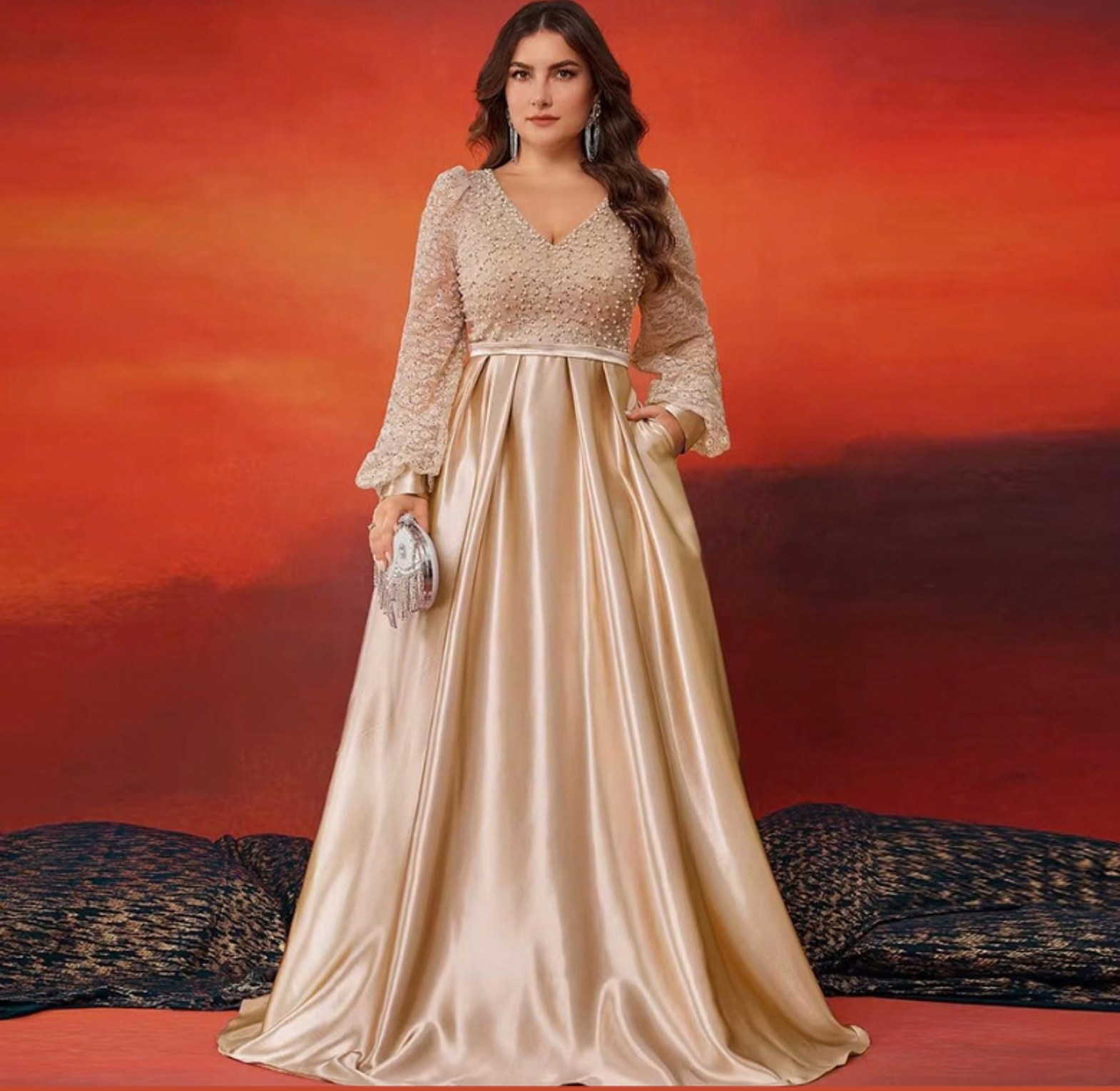 Aurelia Embellished Satin Gown image