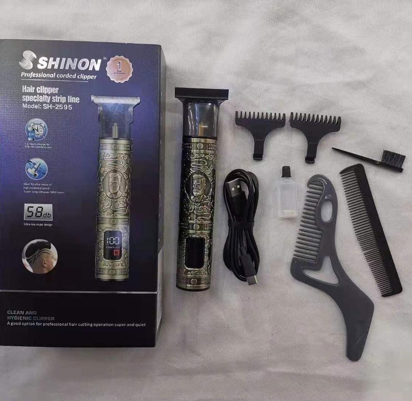 Hair Clippers.  SHINON Professional Corded Clipper, model SH-2595 professional hair cutting, with a low noise operation of 58dB image