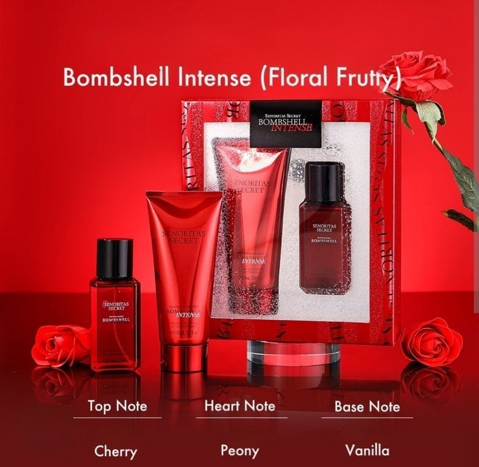 Senoritas Secret Bombshell Intense Perfume Gift Set with 100ml Fragrance Lotion & 75ml Perfume.  image
