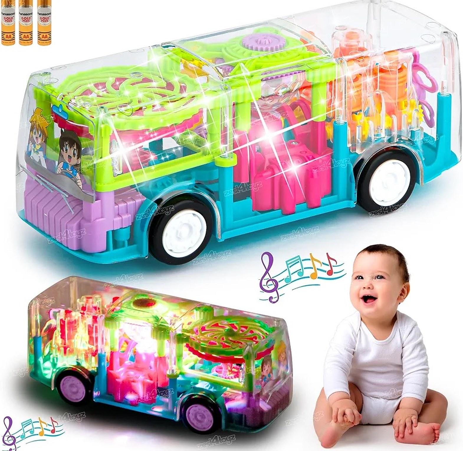 Concept Bus. 3D Children Concept Musical Lights Transparent Toy Car Bus BEST GIFT FOR OUR KIDS image