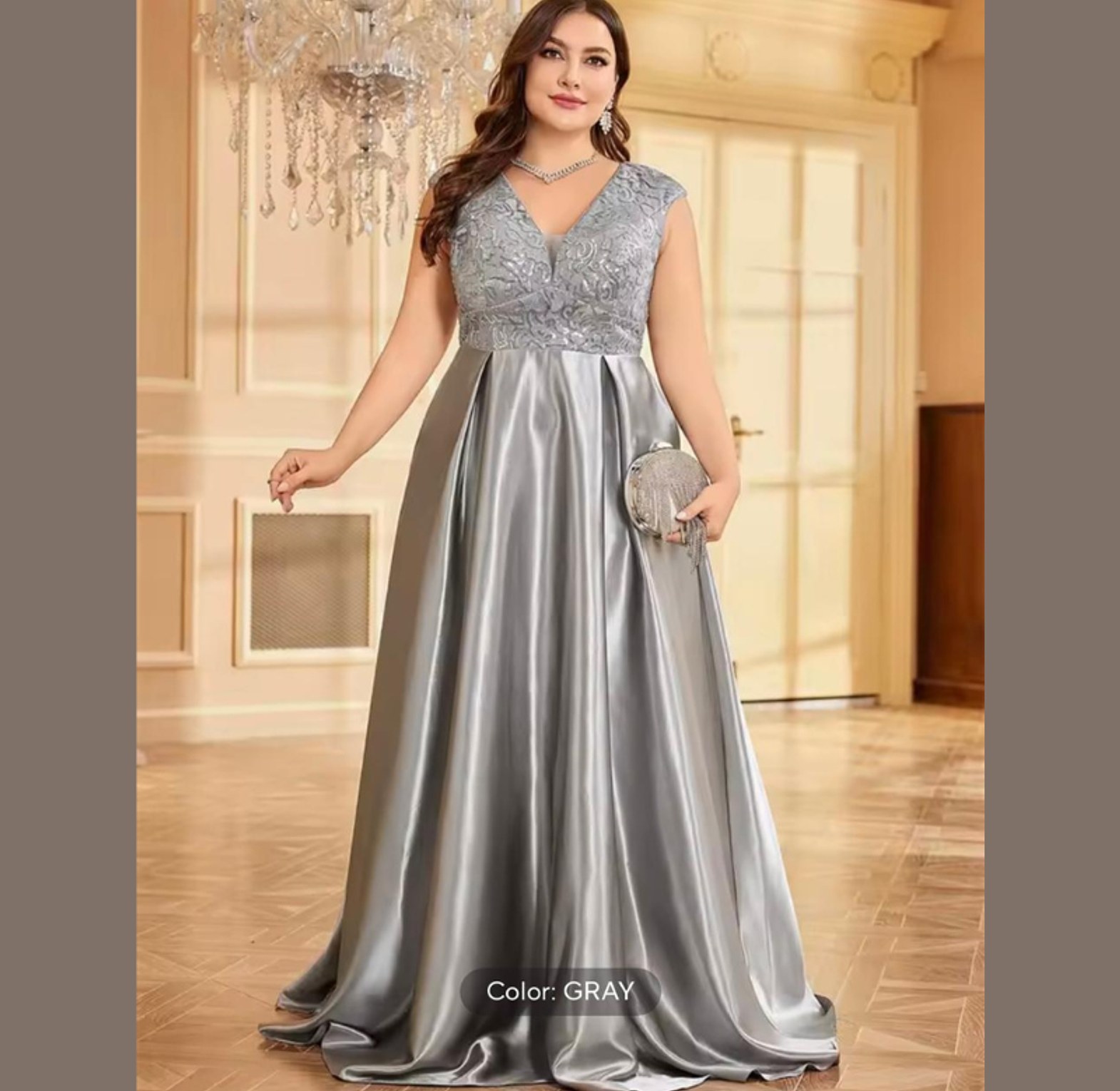 Sterling Lace Bodice Satin Gown image
