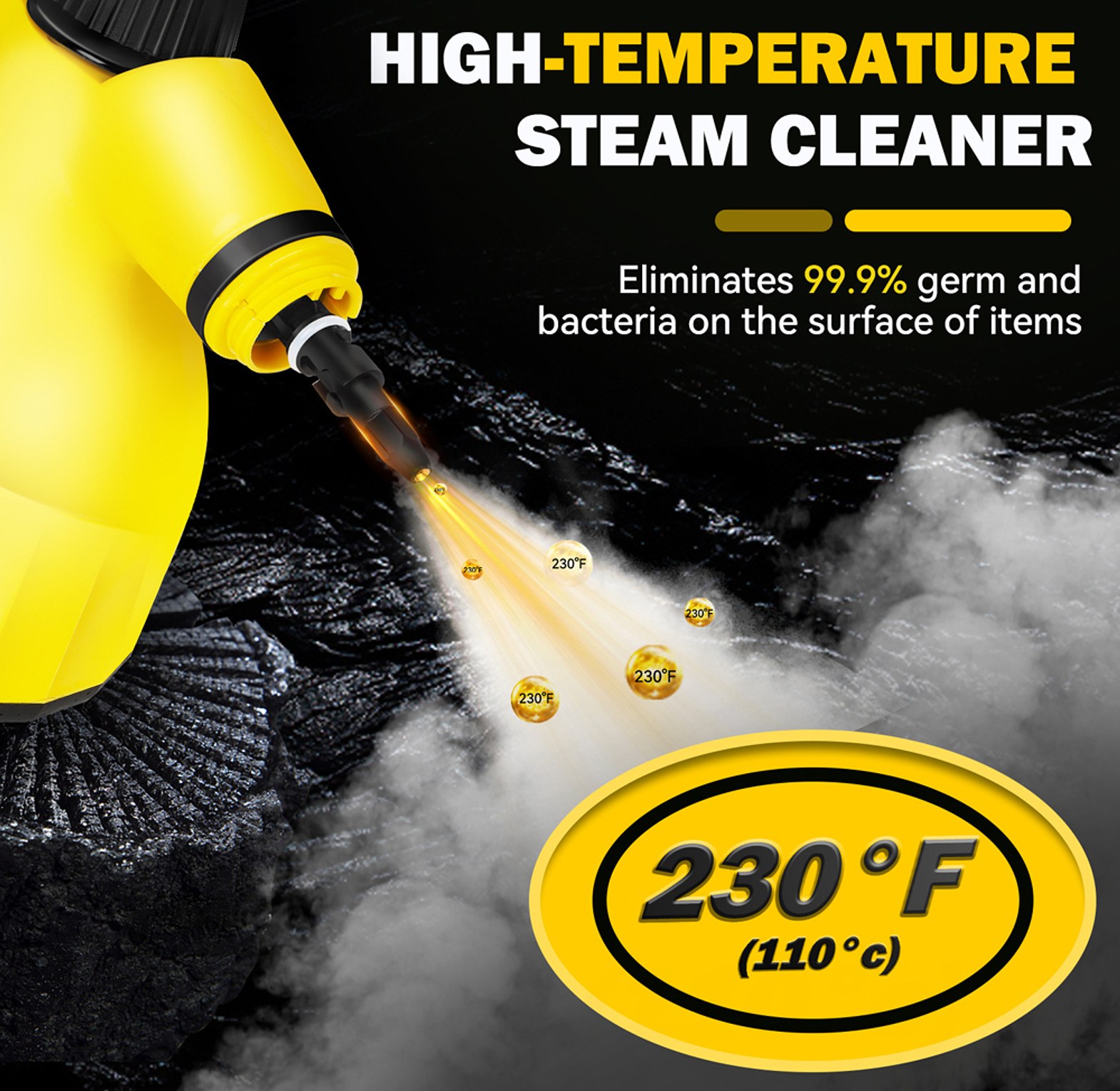 1200W Multifunctional Handheld Steam Cleaner with 9 Accessories for Home, Car, and Upholstery Deep Cleaning - Portable Steamer image