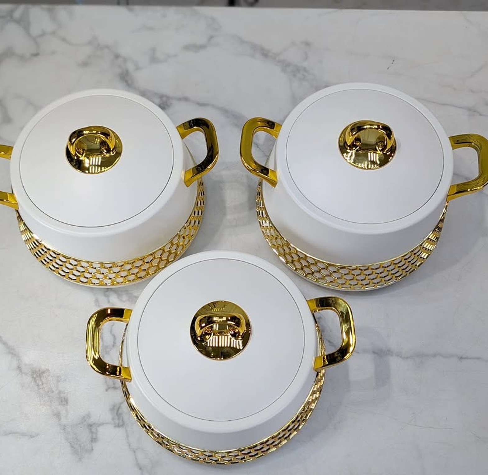 Premium Luxury 3-Piece Gold-Plated Stainless Steel Casserole Set image