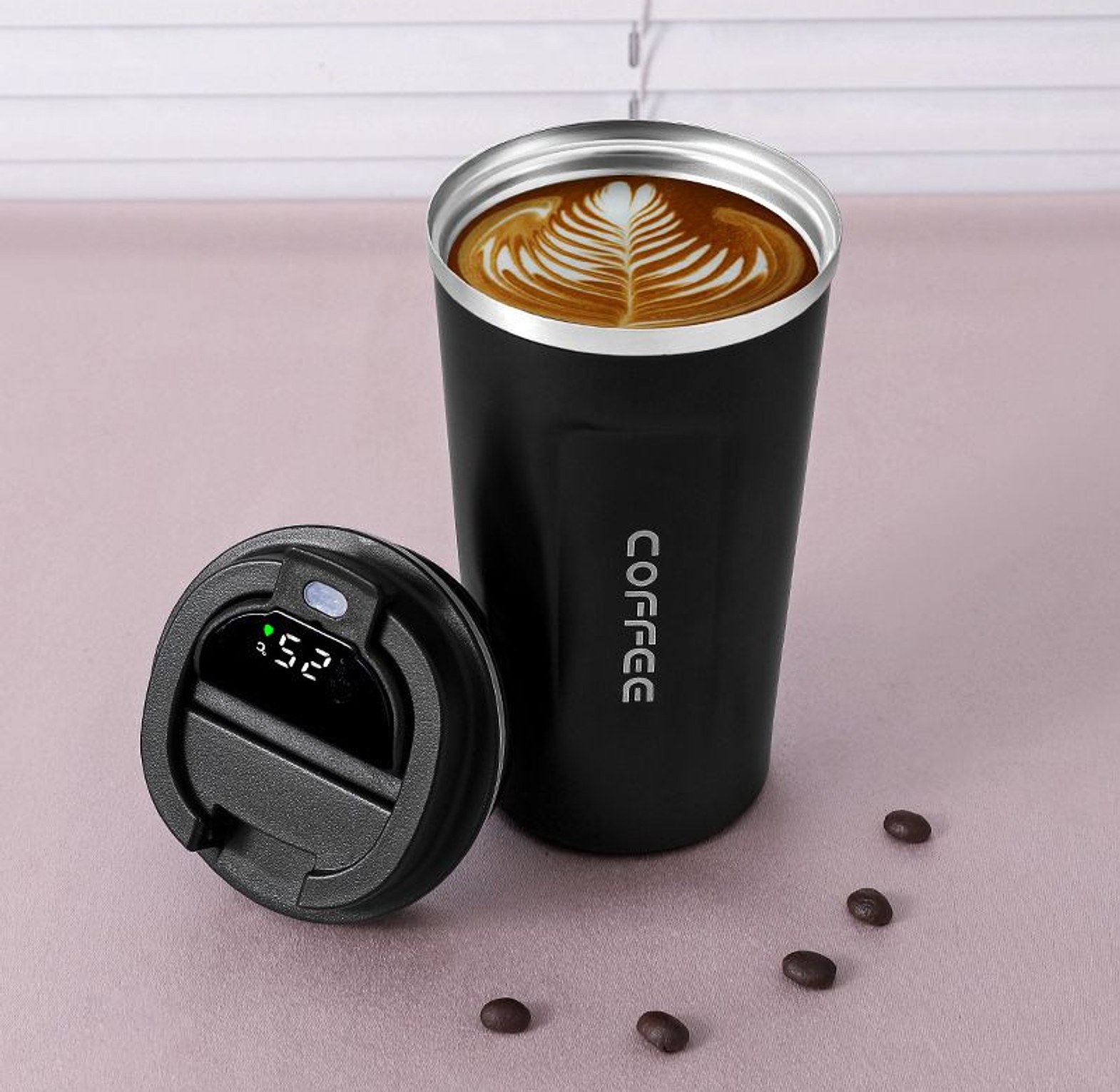 510ml Smart lid Thermos Coffee Mug Stainless Steel  image