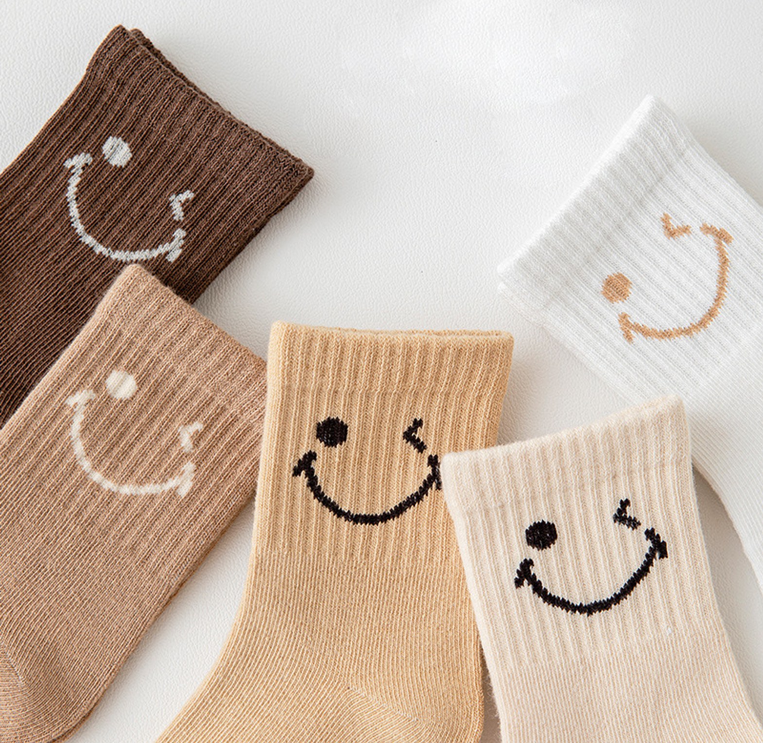 Smiley Cotton Kids Socks – 5 Pair Set image