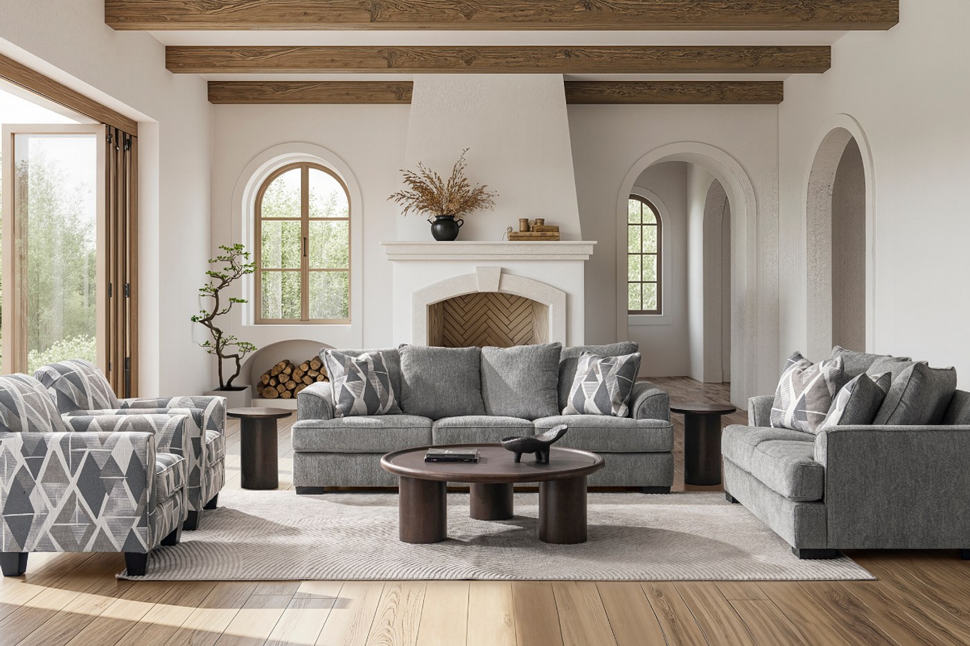 VOE 6 Seater Fabric Sofa (3+2+1) image 1