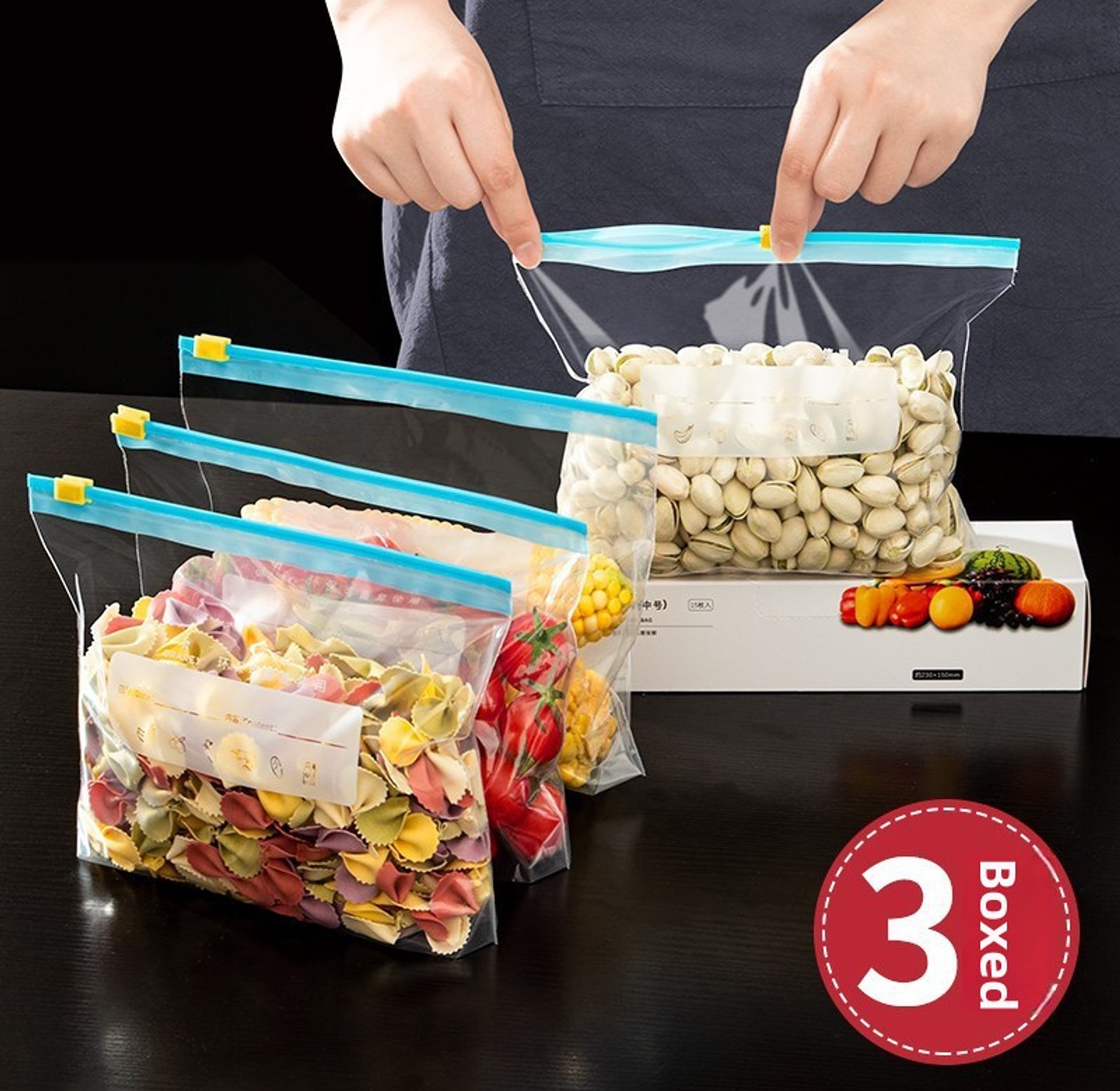 15pc Reusable Zipper Bags, Ziplock Paper Bags image