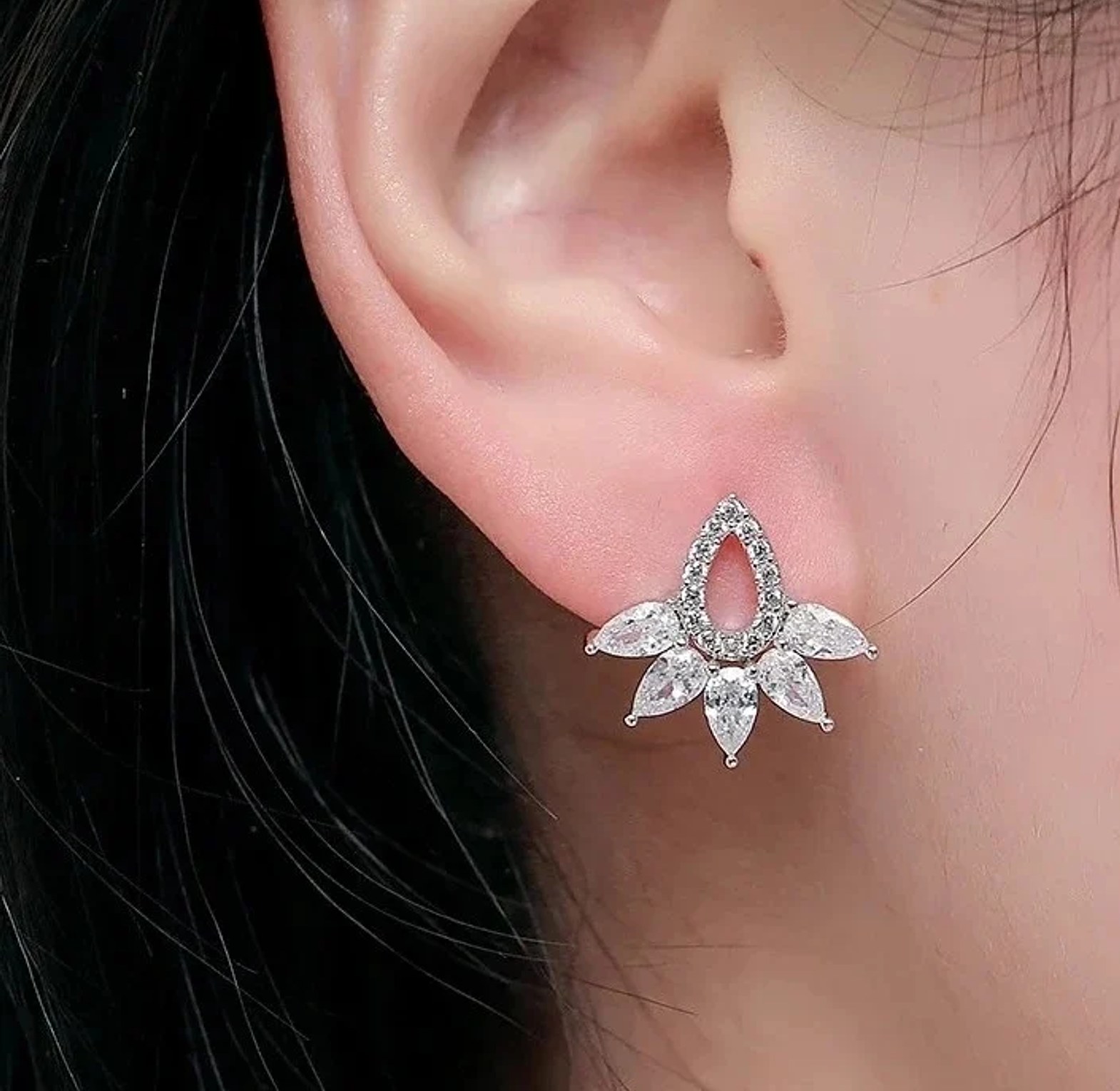 Cubic Zirconia Flower drop image