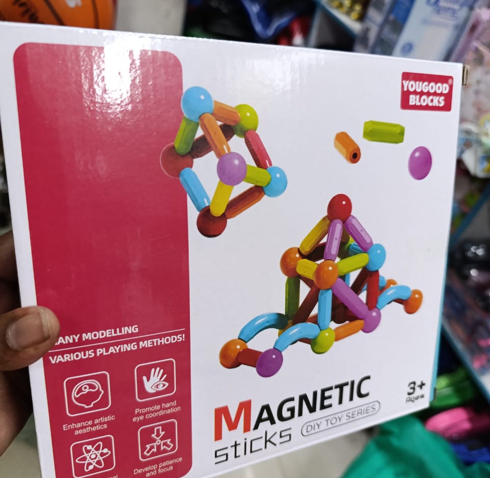 Toy Magnetic Stick Designer Building Blocks Set Kids 42 Pcs Big Size Magnets Bricks Montessori  image