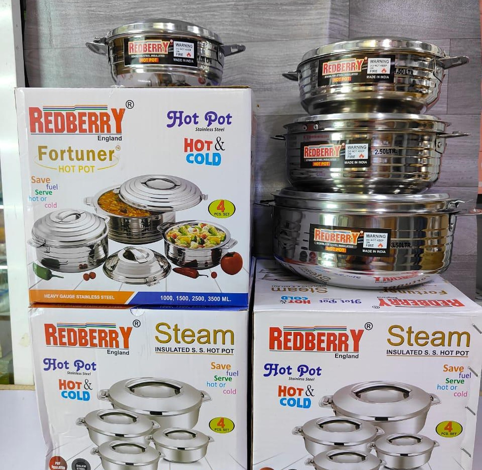 Hotpot.  Redberry 4 Pieces Stainless Steel Server Hot Pot Set image