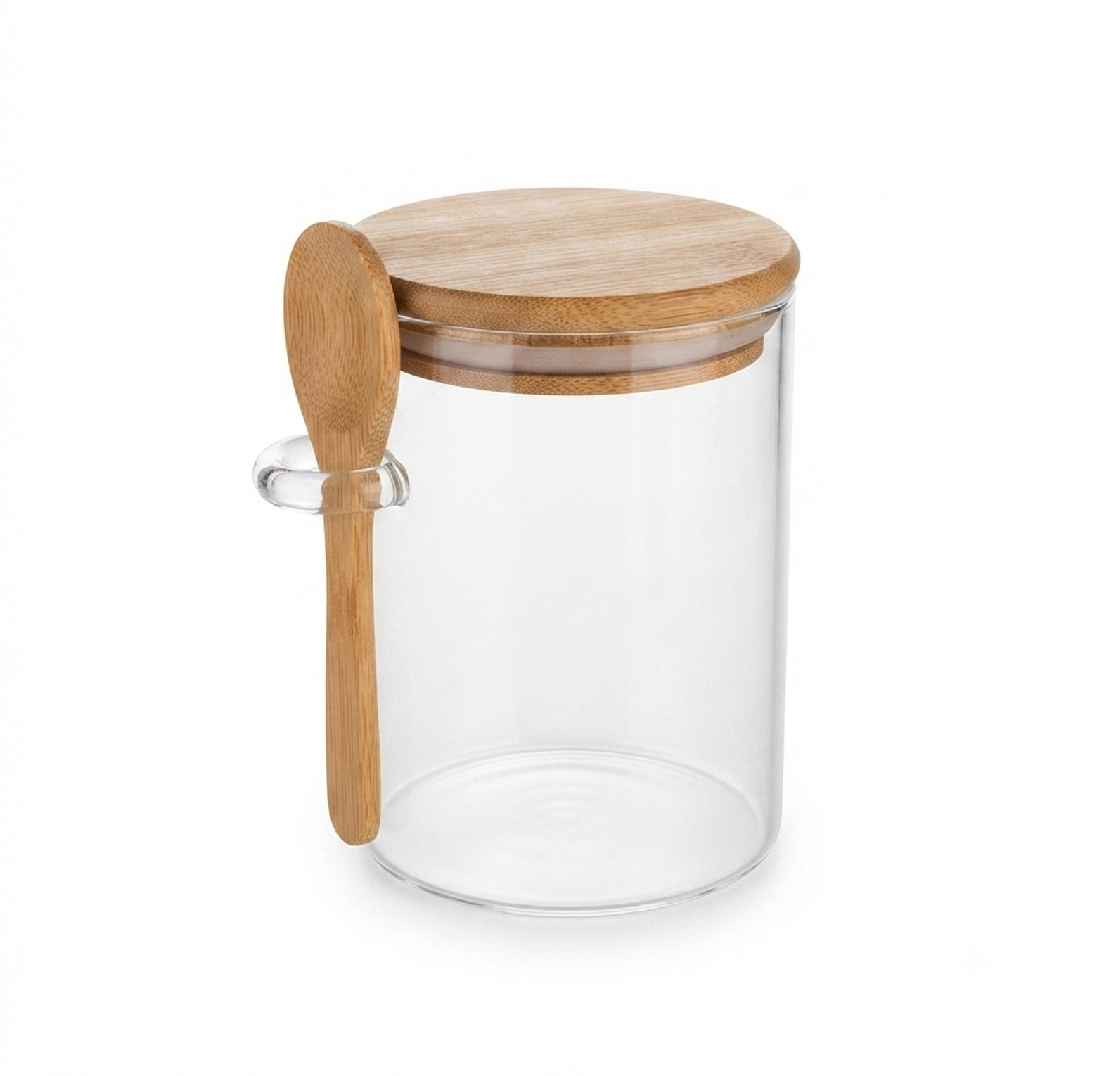 500ml Minimalist Glass Storage Jar with Bamboo Lid & Spoon, Elegant Kitchen Organizer image