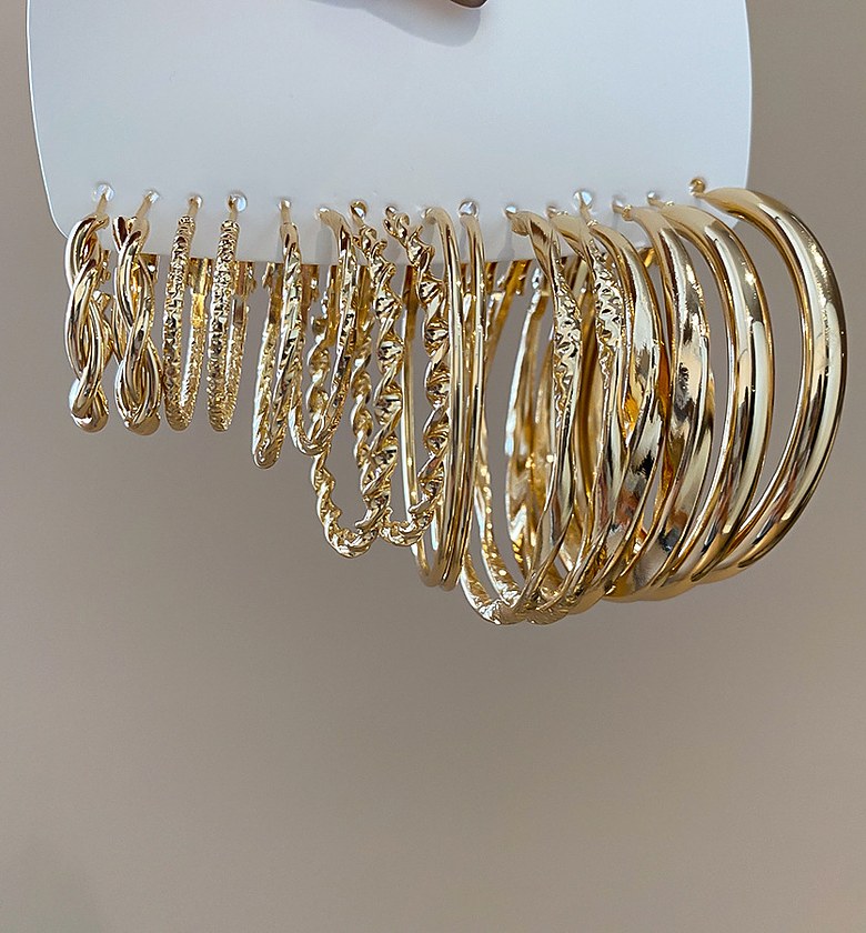 Twisted Round Earrings gold Set image
