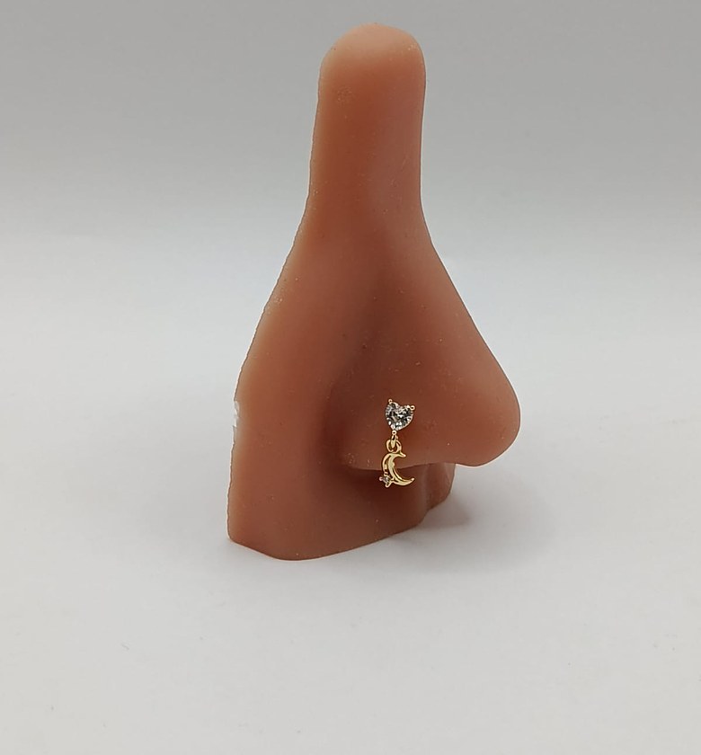 Gold Moon Dangle Nose Ring image