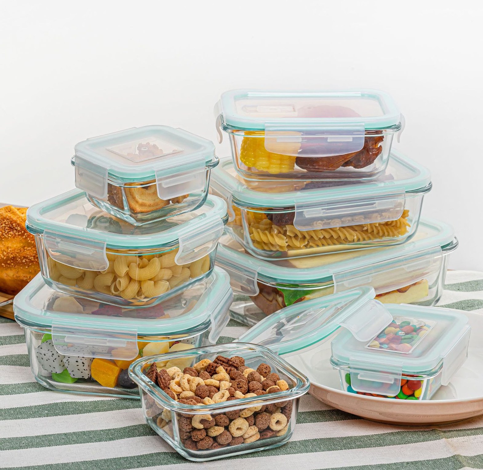 8-Piece Rectangular Borosilicate Glass Lunch Box Set image