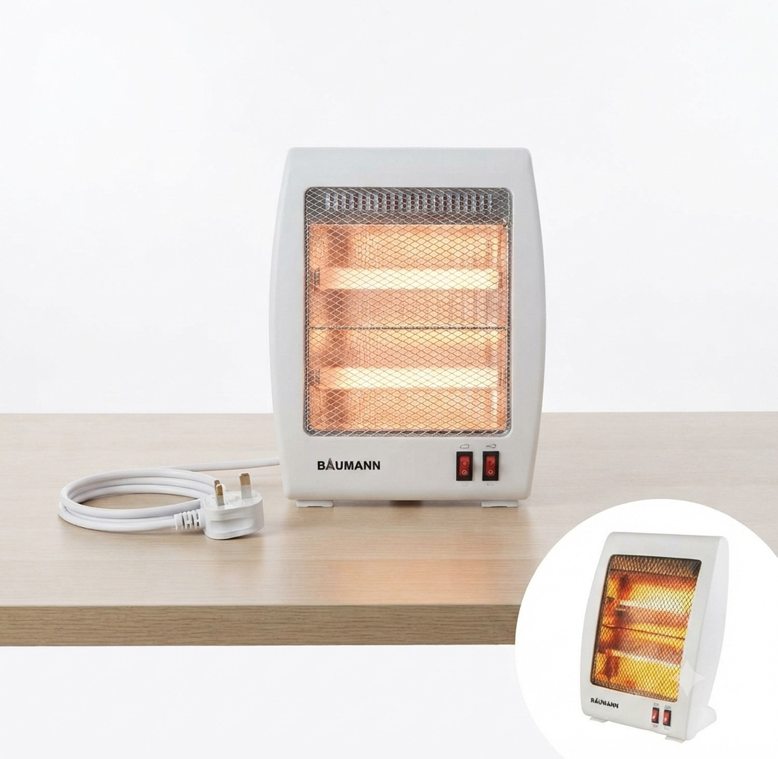 Baumann Portable Quartz Room Heater 800W, Compact Design for Office and Bedroom image