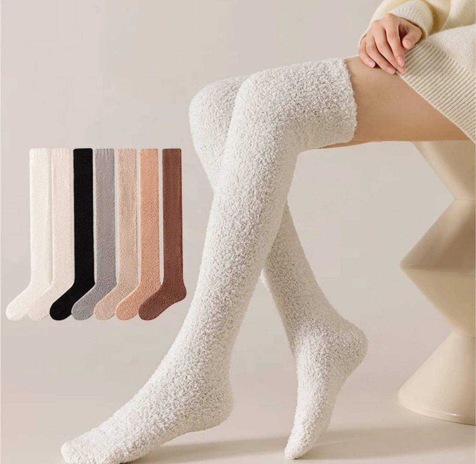 Winter Warm Coral Fleece Over-knee High Socks image