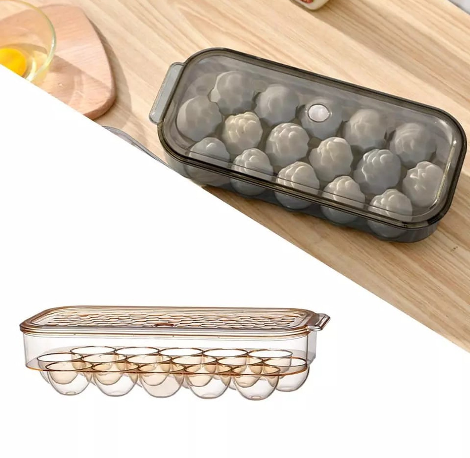 16-Slot Stackable Transparent Egg Storage Box with Protective Lid image