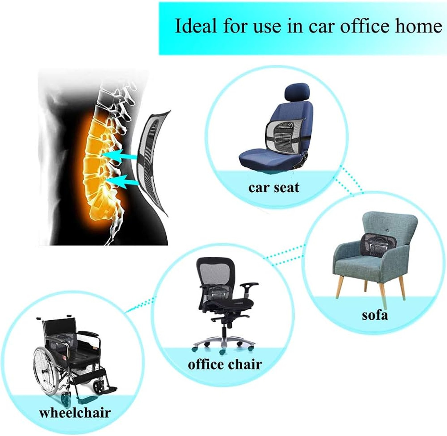 Car Seat or Office Chair Back Support Pillow Mesh image