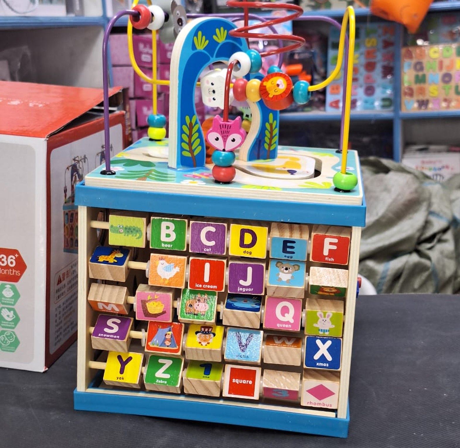  Wooden 5-in-1 Activity Cube Early Learning Montessori Activity Center image