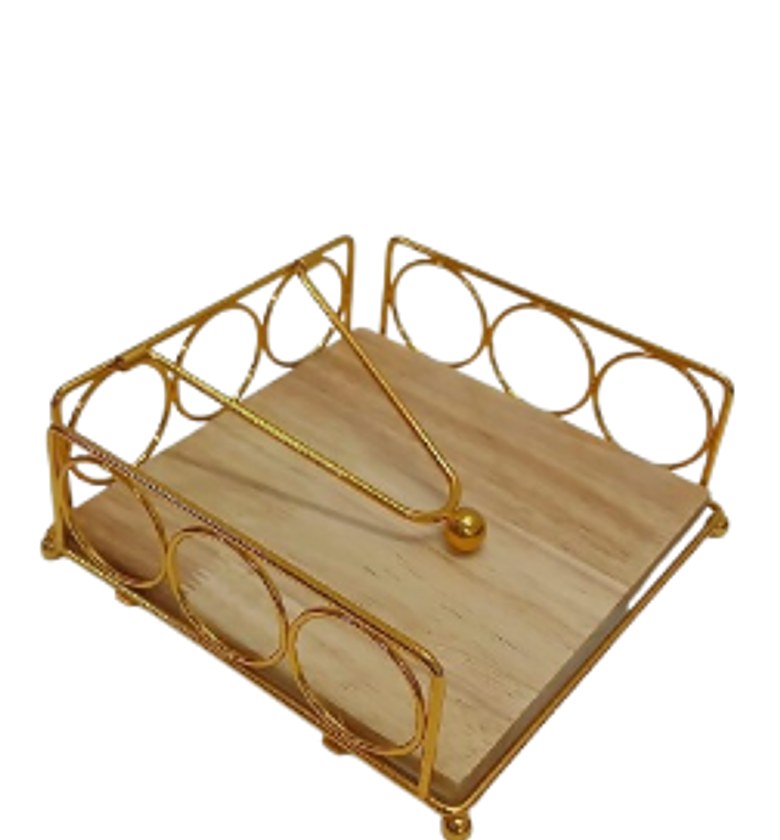 Flat Napkin / Serviette Holder with a Wooden Base.  image