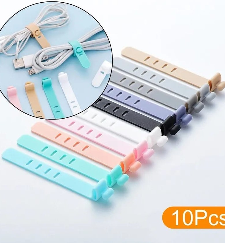 10pcs Reusable Silicone Cable Ties, Cord Organizers, Wire Straps image