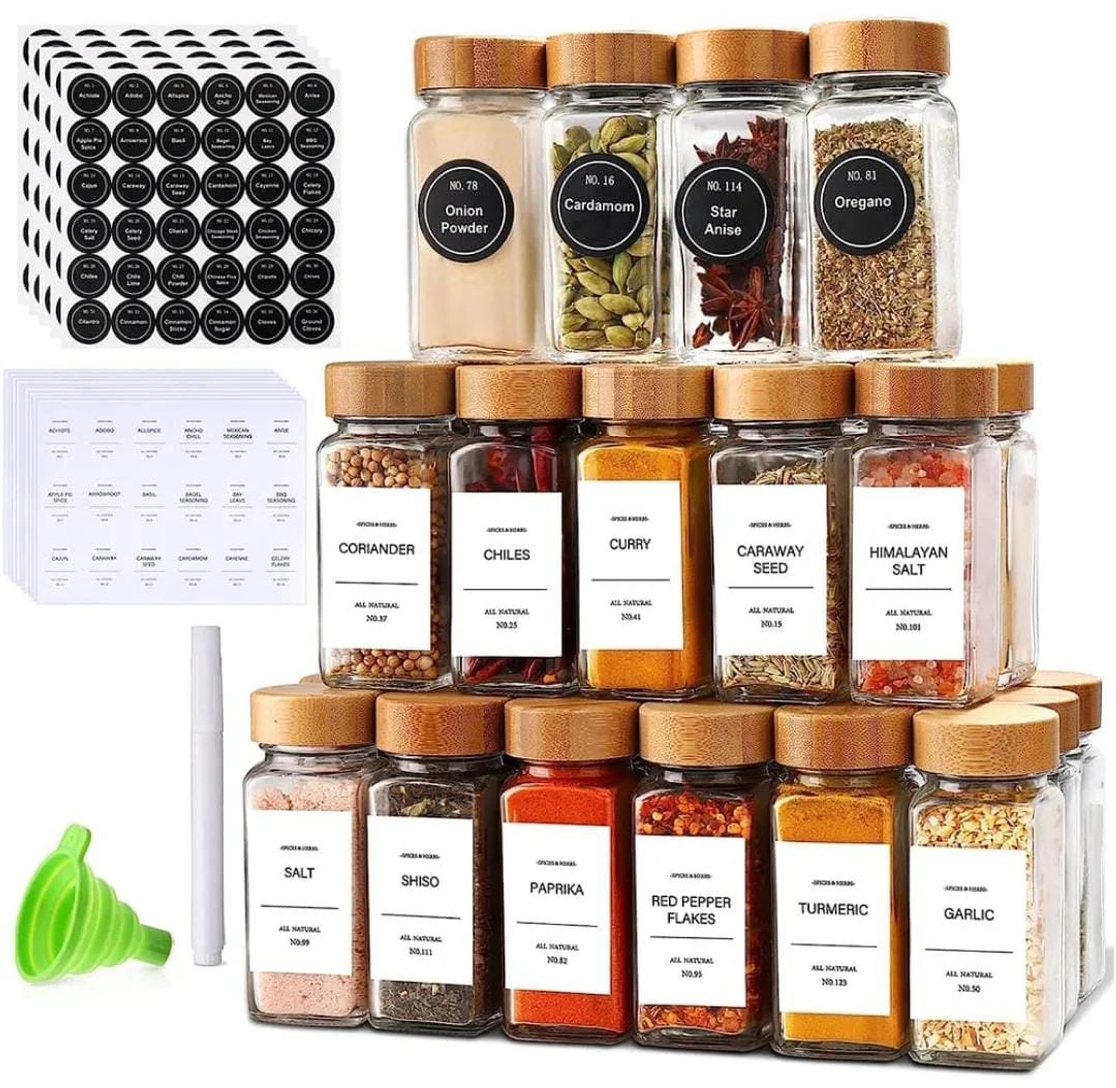 Glass storage spice jars with bamboo lid image