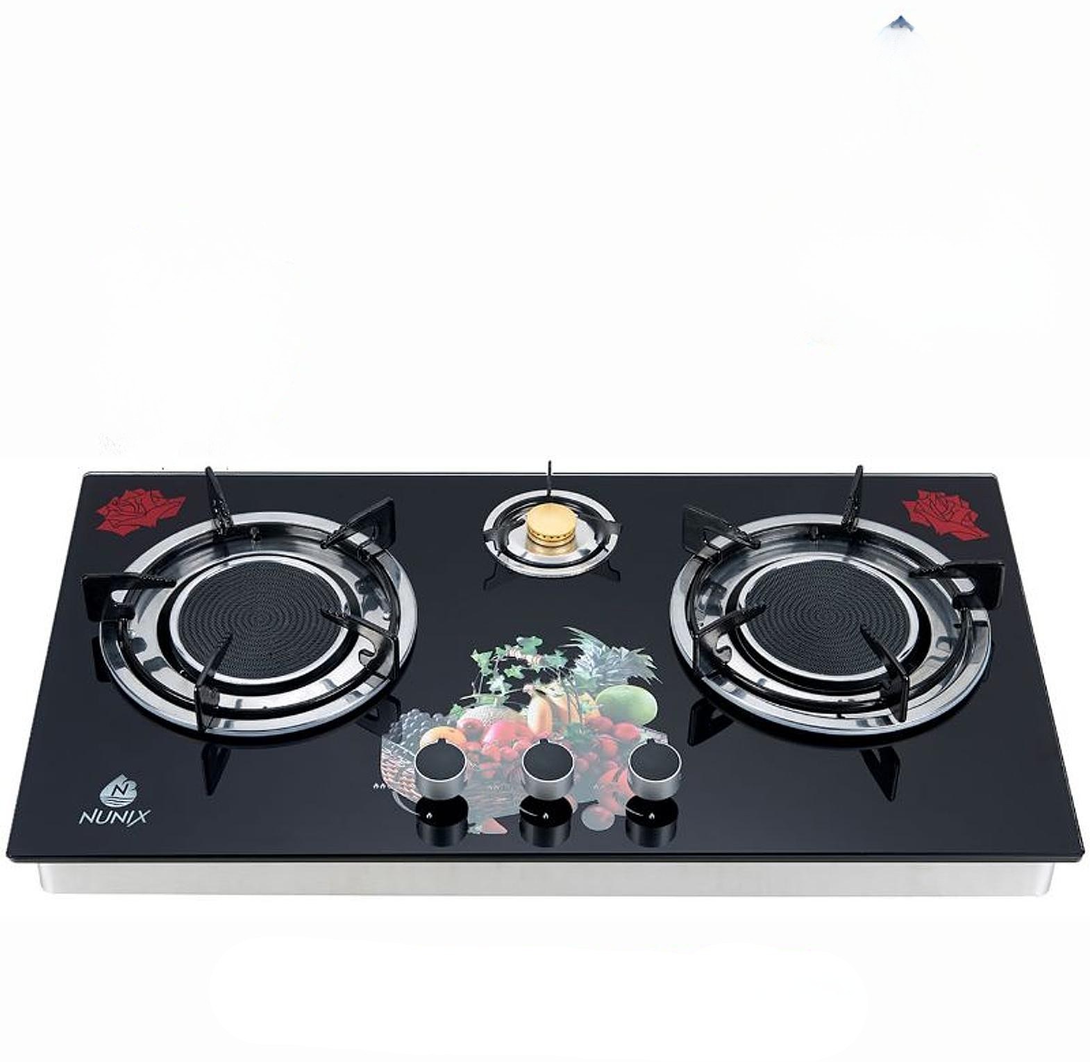 Nunix 3 Burner Low Gas Consumption Glass Top Table Infrared Cooker image