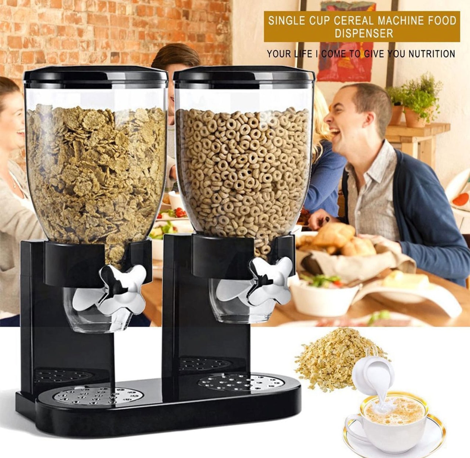 Double Cereal Dispenser Dry Food Storage Container image